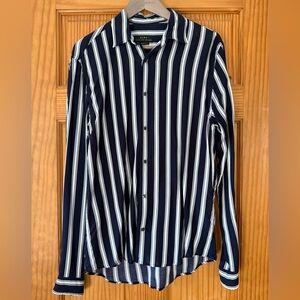 Men’s ZARA Viscose Slim Fit Flowy L/S Button Up Striped Shirt - Small